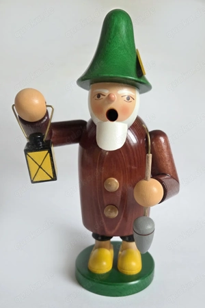 Räuchermann Räuchermännchen Wichtel Zwerg grüner Hut Pfeife Laterne Erzgebirge 19cm