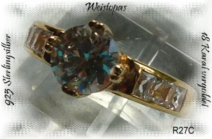 Ring, 925 Silber, vergoldet mit gefassten Topassteinen