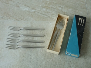 6 Prasolux Chromalux Kuchengabeln, Solingen, rostfrei, 60er, Set