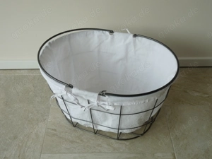 Autokorb Einkaufskorb Metallkorb, weißer Stoff, 46 x 37 x 25 cm