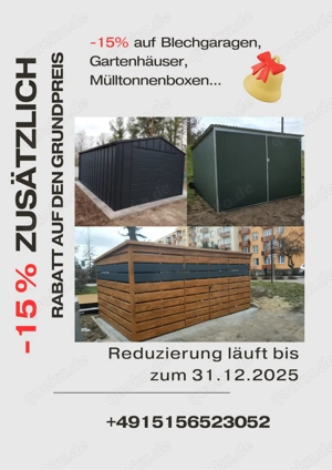 Blechgarage Premium Container Carport Mülltonnenhäuser Gartenhaus