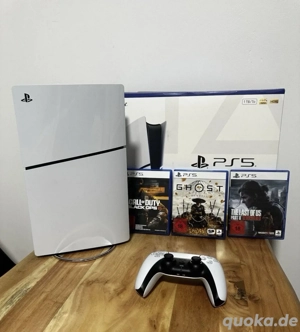 PlayStation 5 Slim Disc Edition  mit 3 Spielen (Ghost Of Yotei..) und Ständer