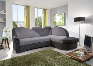 Ecksofa mit Bettfunktion und Bettkasten ausziehbar grau