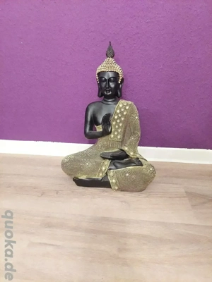 Schöner Deko-Buddha in Schwarz Gold   Feng Shui   Top Zustand