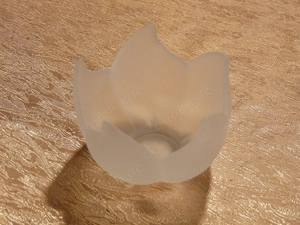 Glasschale Flammendesign Milchglas matt Kerzenhalter 10 cm