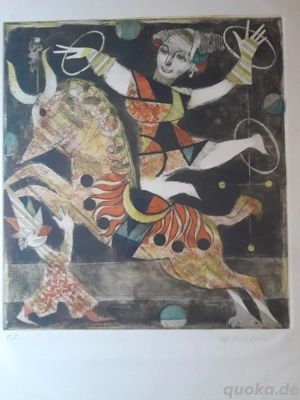 Alfred Finsterer - Equestrian - Kunstdruck   Radierung Sig. e.a.