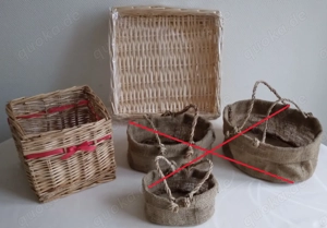 2 Allzweckkörbe aus Naturmaterialien in verschiedenen Größen
