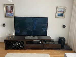 TV Lowboard mit Weinregal und 2 Schubladen in Wenge Holzfarbe