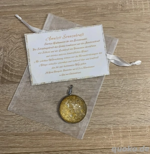 Sonnenamulett Anhänger Gold- Silber auf Edelstahlring
