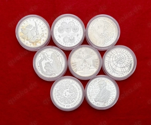 10 Mark Münzen 1998 - 2001 in Spiegelglanz, 15,5 Gramm 925er Feinsilber