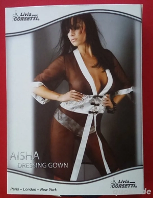 Damen Morgenmantel Dressing Gown Größe L oder XL, schwarz mit weiß, neu