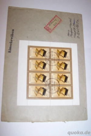 Briefmarken DDR, Einschreibebriefe, ETB und norm. Frankierung, v. ca. 1980-1990.