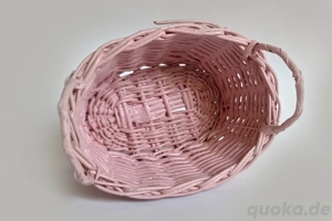 Weidenkorb klein Miniatur rosa geflochten Puppenhaus 8x4 Deko 70er