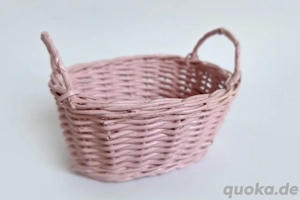 Weidenkorb klein Miniatur rosa geflochten Puppenhaus 8x4 Deko 70er
