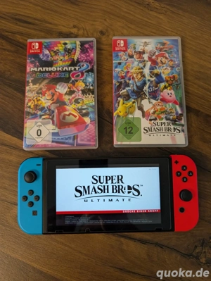 nintendo switch 1 Konsole spiel mit super smash bros und Mario kart 