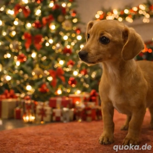 Zwei Dackel mix Welpen dürfen ausziehen 
