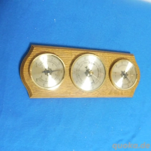 Wetterstation Barometer Holz, ca. 27x10 cm Thermometer und Hygrometer Retro