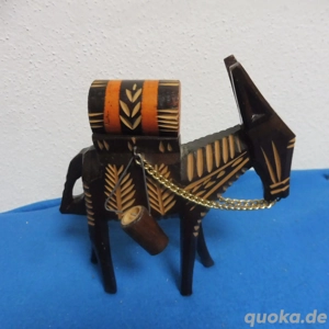 RETRO  alte Figur Esel und Faß handgeschnitzt alt Holz schön verziert geschnitzt