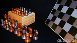 Gold & Silber Schachfiguren Design Knubbel Schachspiel + Holzkassette + Schachbrett  Chess Einmalig  Bild 5