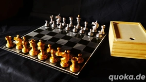 Gold & Silber Schachfiguren Design Knubbel Schachspiel + Holzkassette + Schachbrett  Chess Einmalig  Bild 6