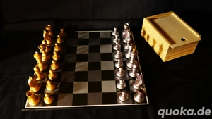 Gold & Silber Schachfiguren Design Knubbel Schachspiel + Holzkassette + Schachbrett  Chess Einmalig  Bild 8