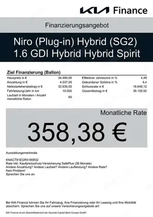 Kia Niro 1.6 HEV DCT SPIRIT 18 ZOLL TECHNO Bild 2