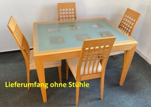 Tisch Ausziehtisch von Calligaris   Massiv Buche mit Glasplatte H.75x90x120 (240) cm   SELBSTABHOLER