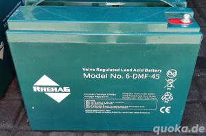 2x Rhehag 6-DMF-45AH 12Volt Akku 45 Ah Blei-Säure Batterie Moped