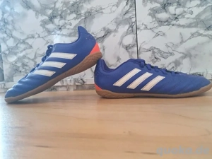 Adidas goletto V IN J, blau weiße Hallenschuhe Gr. 38
