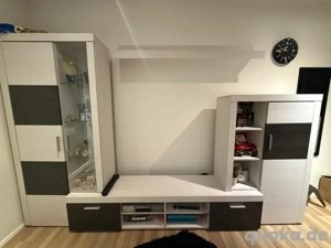 Wohnwand weiß dunkelgrau