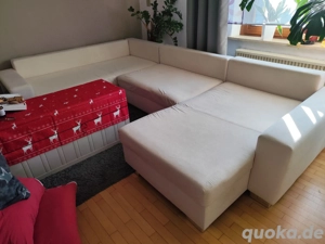 U-Sofa mit Schlaffunktion & LED-Beleuchtung