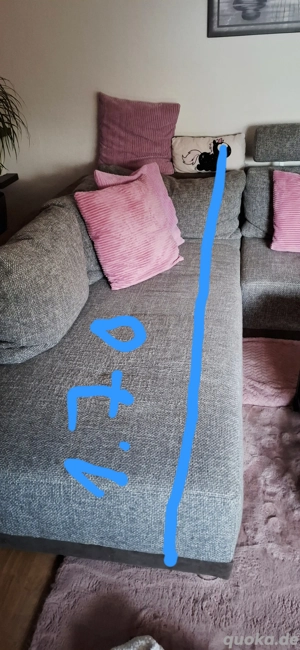 Sofa, grau, ausziehbar, zu verschenken 