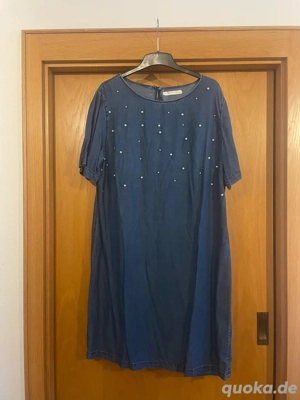 Blaues Jeanskleid von Betty & Co, Perlen, Lyocell, Größe 46