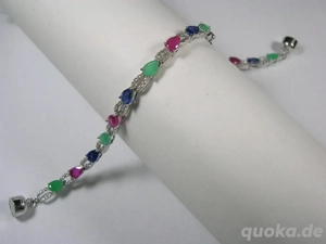 NEU: Armband 925 Silber Rubin Saphir Smaragd Zirkon