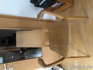 Wunderschöner Massivholztisch Buche mit Ansteckplatten und passenden 6 außergewöhnlichen Stühlen 