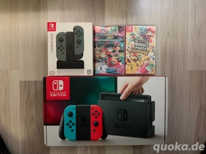 nintendo switch 1 original Konsole mit OVP und joy - con + Mario kart , super Mario party jamboree 