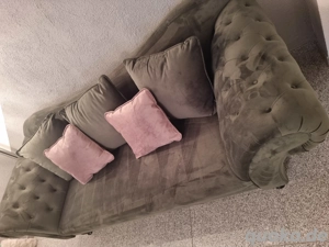 Sofa 3 Sitzer Federkern olivegrün
