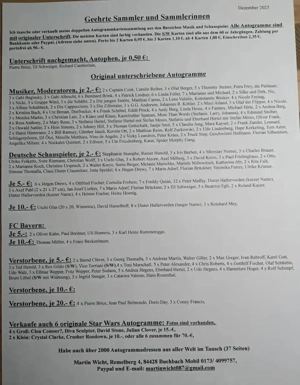 Verkaufe originale Autogramme