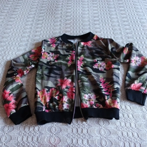 Damen - Jacke, RV, ca. Gr. 34 36, ca. Gr. XS S, Blumenmuster, RV, Oui