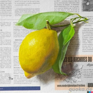 Zitrone Bild Gemälde Zitrusfrucht Ölbild Ölgemälde Küche Originalkunst