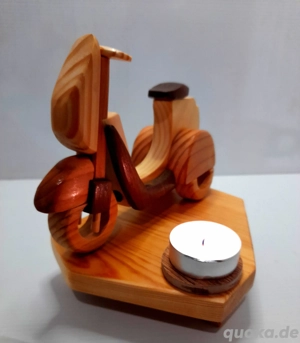 Roller Motorrad Teelichthalter, Holz,   Lassen Sie die Kerze nicht unbeaufsichtigt!  
