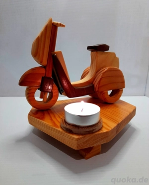 Roller Motorrad Teelichthalter, Holz Bild 2