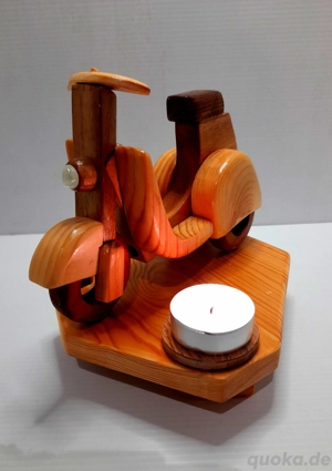 Roller Motorrad Teelichthalter, Holz,   Lassen Sie die Kerze nicht unbeaufsichtigt! 