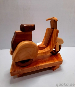 Roller Motorrad Teelichthalter, Holz,    Bild 2