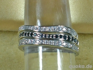 NEU: 3er Set Ringe Größe 18 - 56,5 925 Silber Zirkon + Saphir