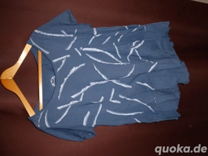 Damen Shirt Lagenlook Naturmode Baumwolle Blau Gr. 48-52