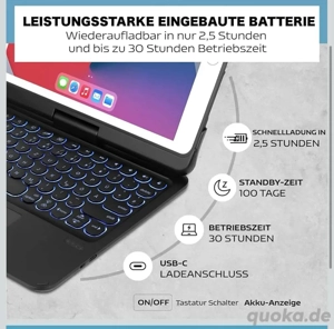 Seagtigau Keyboard Case Q5 DE   Bluetooth Tastatur Hülle 9,7 Zoll   Schwarz   Neu Bild 2