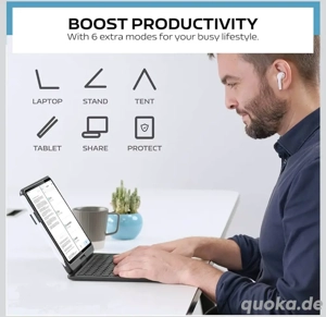 Seagtigau Keyboard Case Q5 DE   Bluetooth Tastatur Hülle 9,7 Zoll   Schwarz   Neu