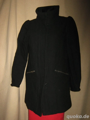 Klassisch Winter Schurwolle Kurz Mantel oder Long Jacke H&M Gr. 38- 40  S- M schwarz Gothic