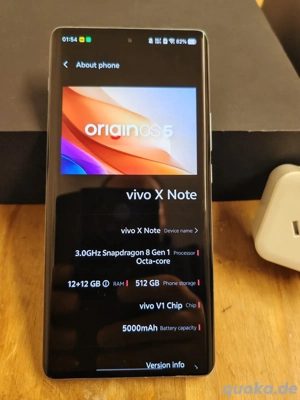 Vivo X note Blue 12GB RAM 7 zoll Display 512GB Global version mit OVP und garantie + Zubehör set